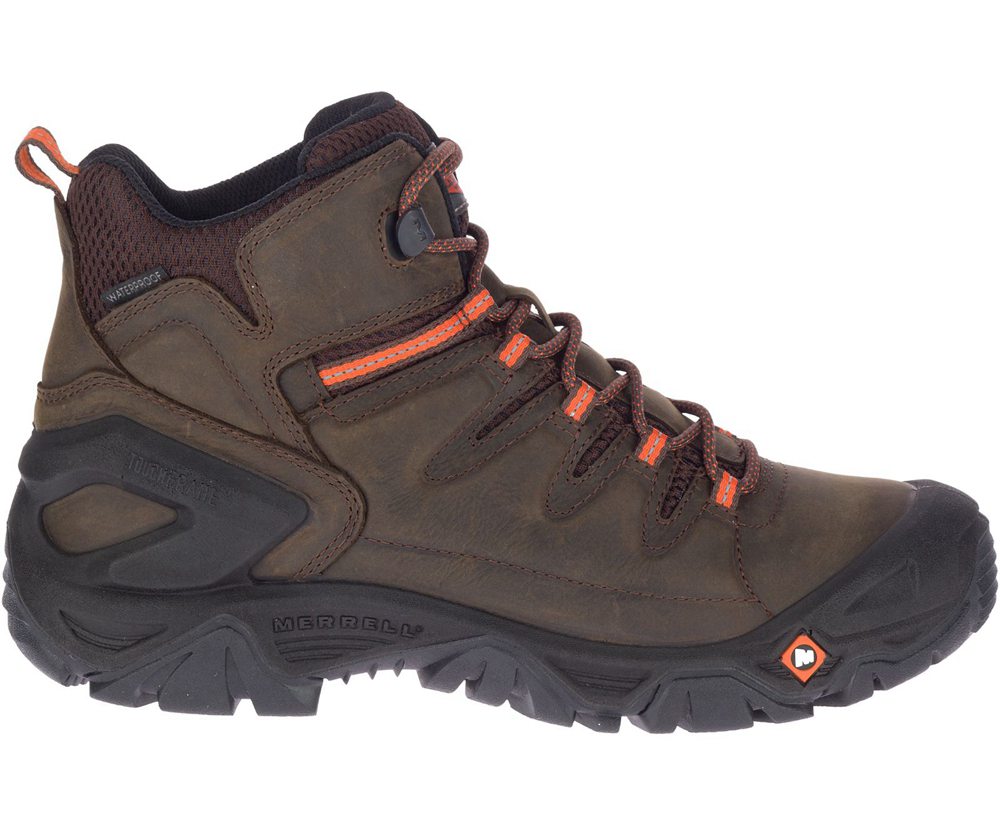 Kozaki Merrell Męskie Brązowe - Strongfield Skórzane 6" Waterproof Slip-Resistant - 023691-HEV